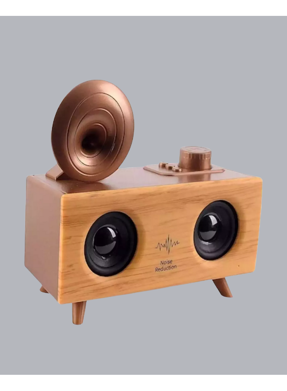 Retro Gramafon Bluetooth Hoparlör Çift Stereo Sesli FM Radyo Destekli