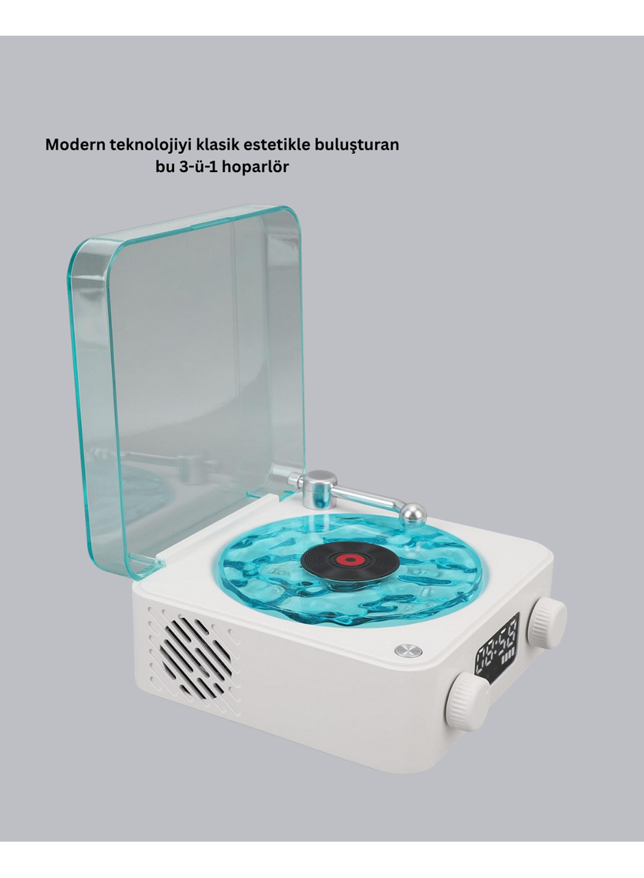 Gece Lambası Stereo Bluetooth Hoparlör Dijital Saatli Vintage Tasarım Çok Fonksiyonlu