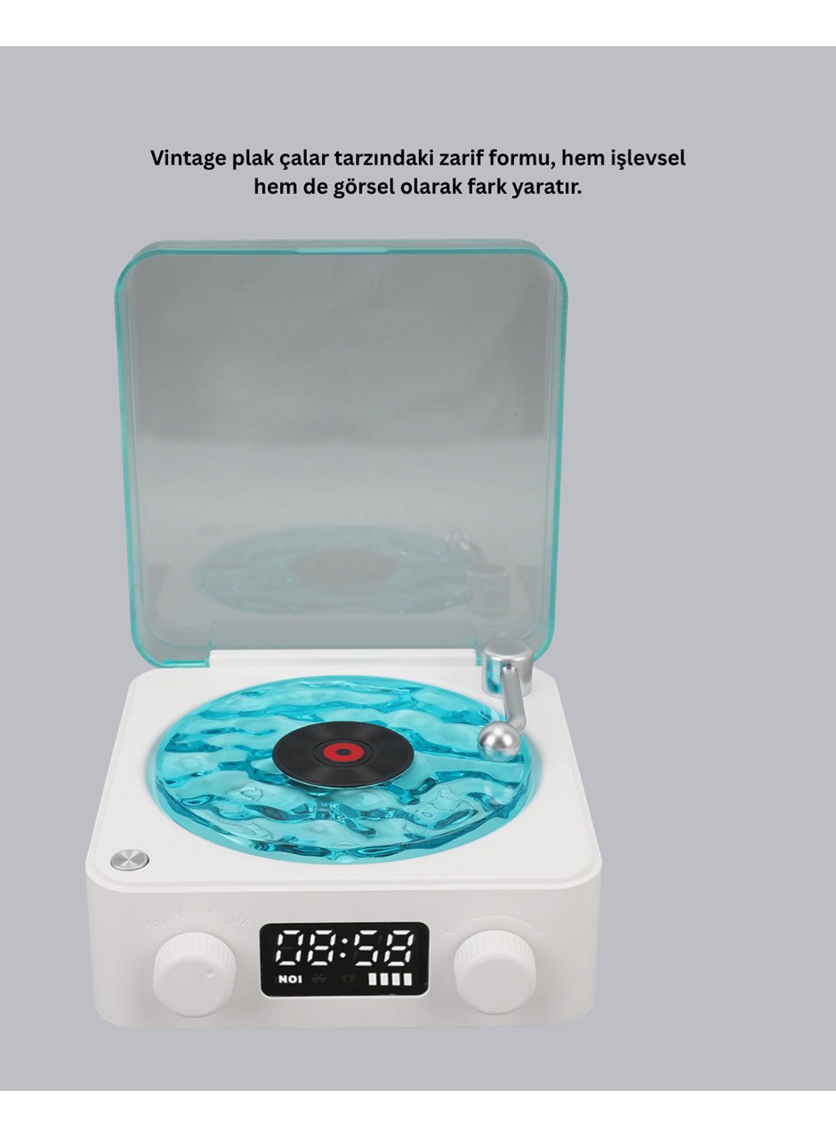 Gece Lambası Stereo Bluetooth Hoparlör Dijital Saatli Vintage Tasarım Çok Fonksiyonlu