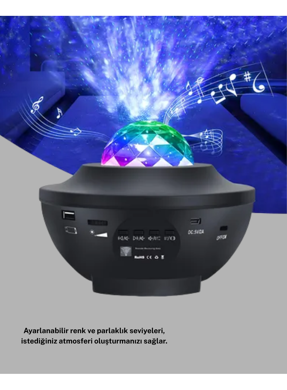 Galaxy Yıldız Projektör Çok Renkli Ayarlı Parlaklık Uzay Atmosfer Işığı