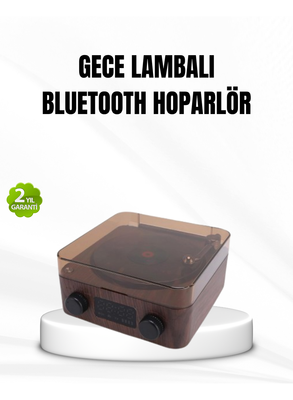 Bluetooth Hoparlörlü Gece Lambası Dijital Saat ve Ambiyans Işığı Çok Amaçlı
