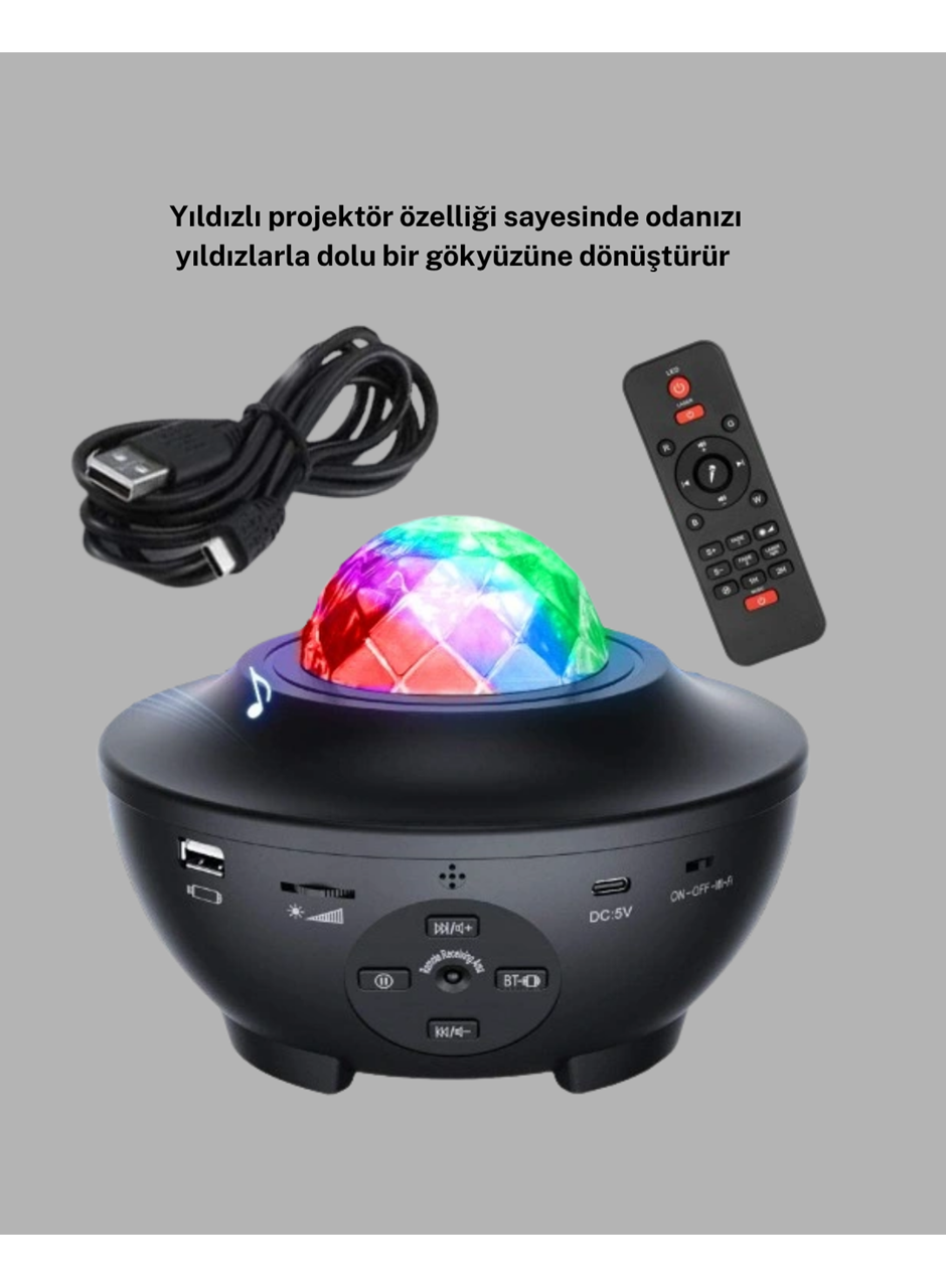 Yıldızlı Projektör Galaxy Efektli Ayarlanabilir Renkli Atmosfer Lambası
