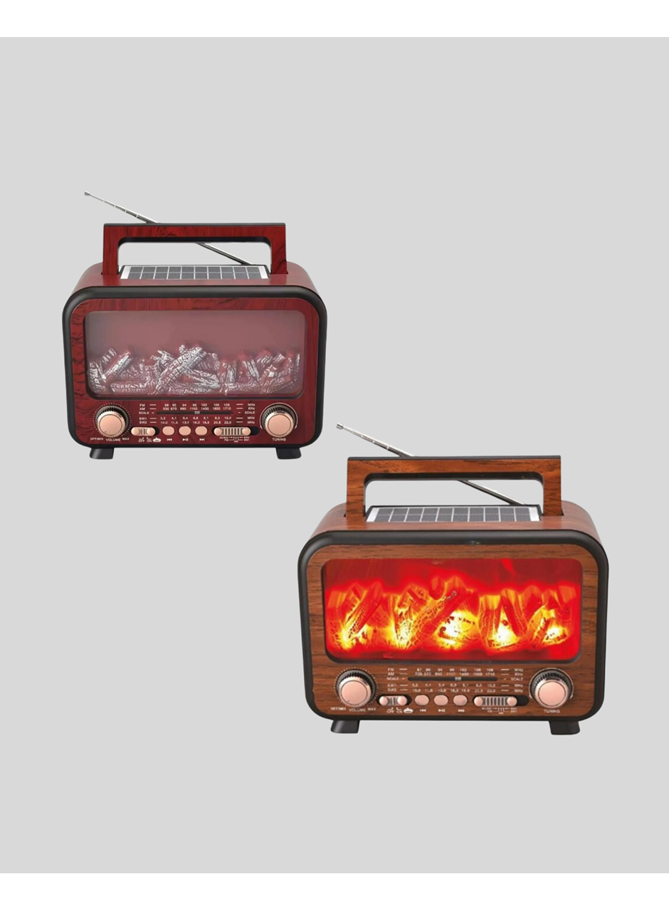 Şömine Efektli Solar Hoparlör Bluetooth 5.3 Radyo AUX USB TF Destekli