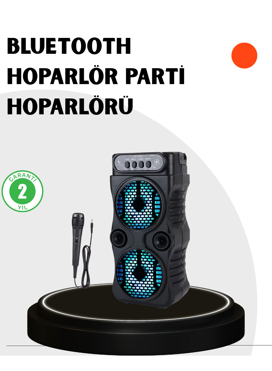 Bluetooth Bağlantılı Taşınabilir Hoparlör – LED Işıklı, FM Radyolu, Mikrofon Girişli