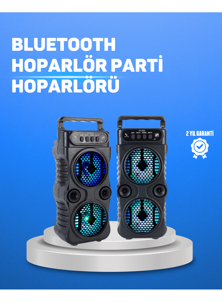 Kablosuz LED Işıklı Bluetooth Hoparlör – FM Radyolu, Mikrofon Girişli