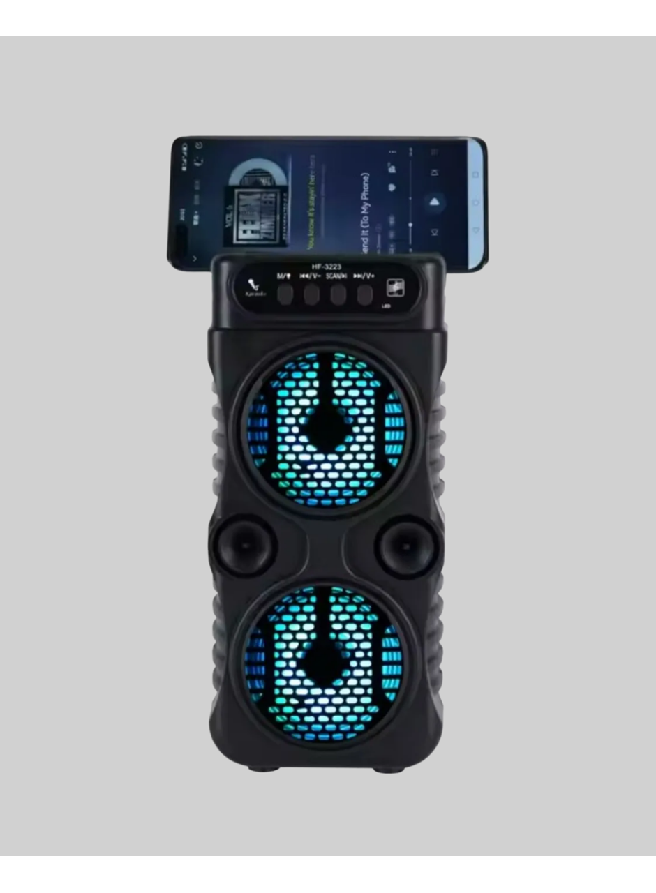 1200 mAh Şarjlı LED Işıklı Bluetooth Hoparlör – FM Radyolu, Hafıza Kart Destekli