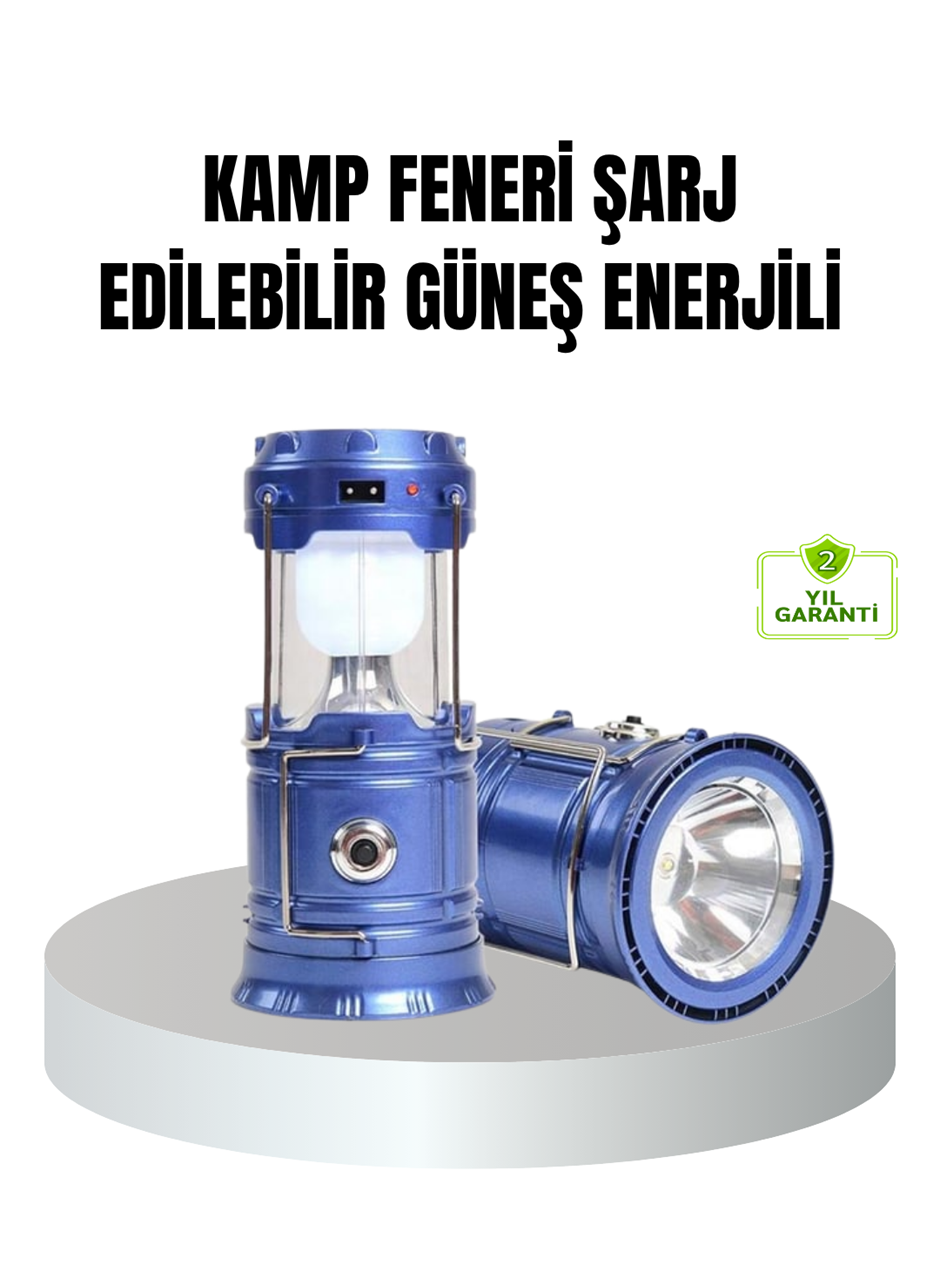 Güneş Enerjili Kamp Lambası Şarjlı Taşınabilir Kompakt Açık Hava Işığı