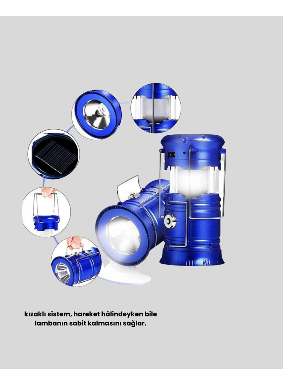 Güneş Enerjili Kamp Lambası Şarjlı Taşınabilir Kompakt Açık Hava Işığı