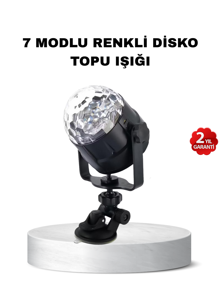 Müzik Ritmine Duyarlı Renkli Disko Topu – 7 Modlu Işıklı Parti Lambası