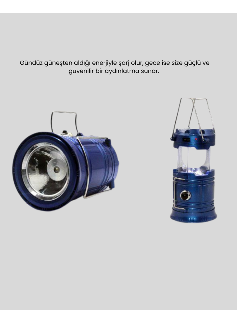 Güneş Enerjili Kamp Lambası Şarjlı Taşınabilir Kompakt Açık Hava Işığı