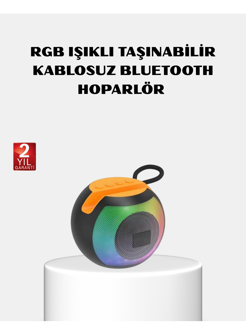 RGB Işıklı Bluetooth Hoparlör – 360° Stereo Ses ve 8 Saat Çalma Süresi
