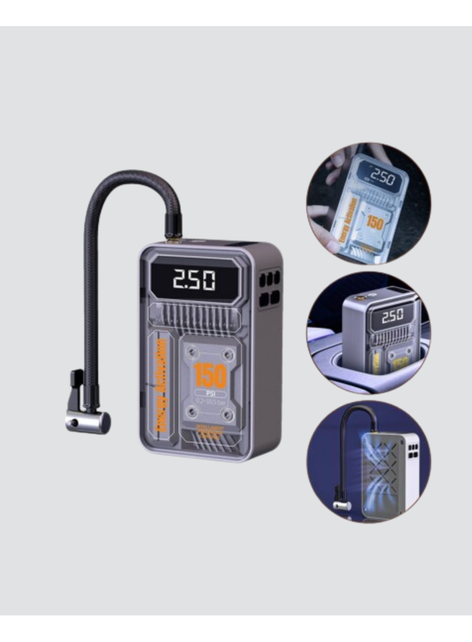 Şarjlı Kablosuz Hava Pompası – 150 PSI Basınç, LED Ekran ve 6000mAh Batarya