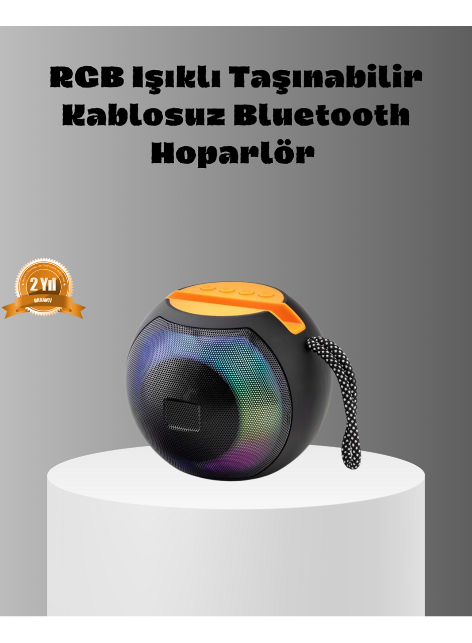 Taşınabilir Bluetooth Hoparlör – RGB Işıklı, Güçlü Bas ve 8 Saat Pil Ömrü