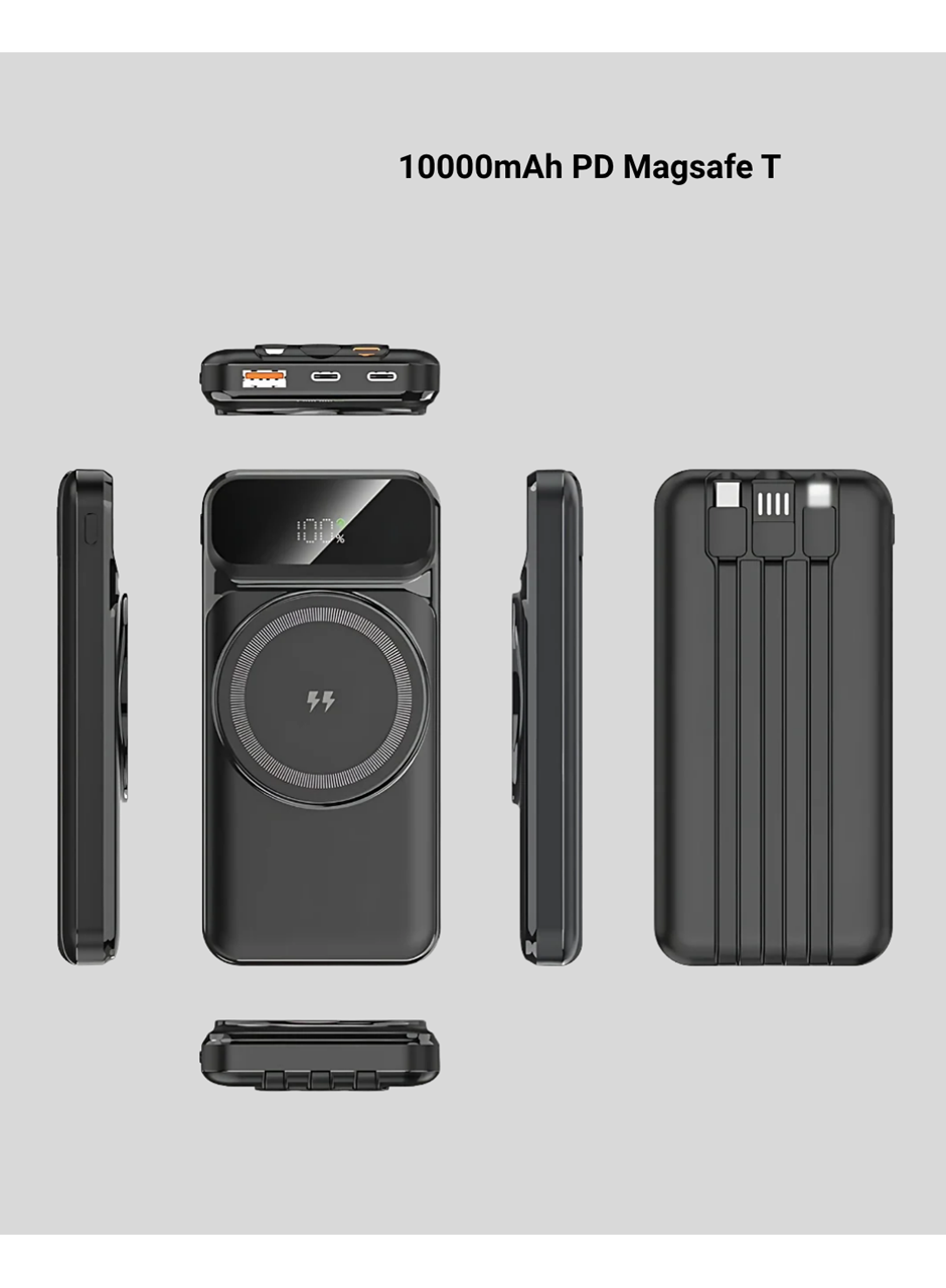 10000 mAh Kablosuz Powerbank – 15W Hızlı Şarj,  Type-C Çoklu Çıkışlı