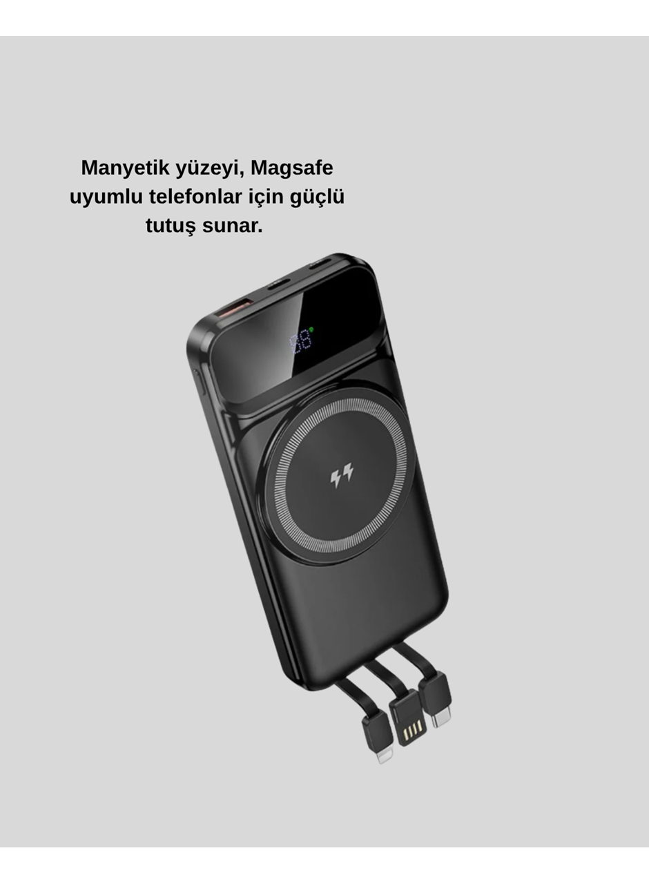 10000 mAh Kablosuz Powerbank – 15W Hızlı Şarj,  Type-C Çoklu Çıkışlı