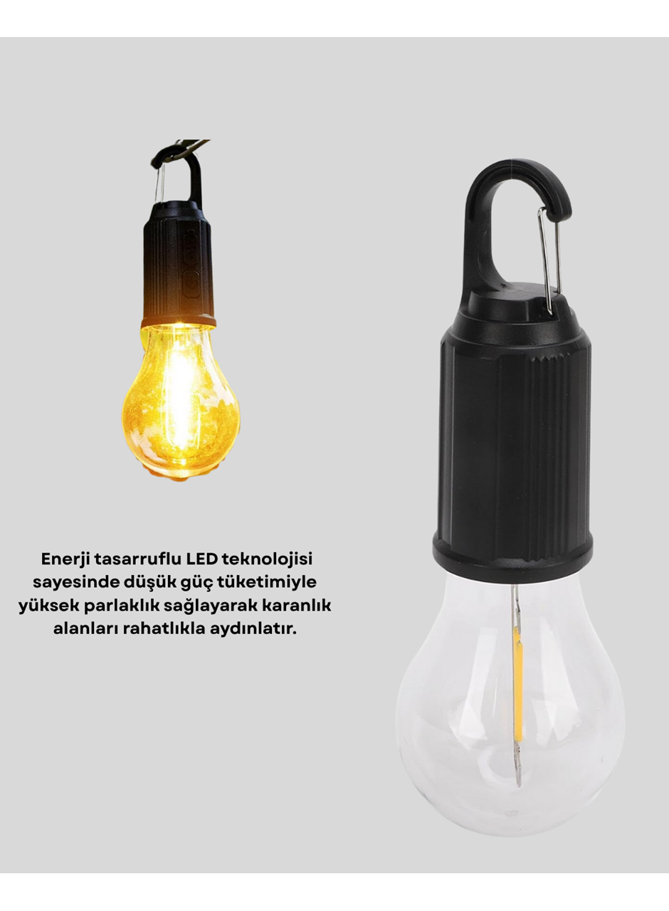 Taşınabilir Şarjlı LED Kamp Lambası – Type-C Girişli ve Kancalı Tasarım