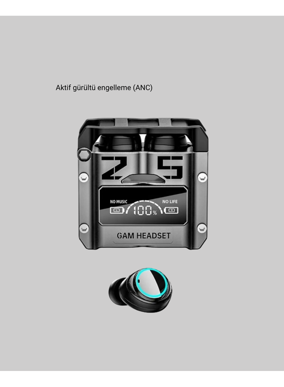 Kablosuz Bluetooth 5.3 Kulaklık – Aktif Gürültü Engelleme ve Gecikmesiz Oyun Modu