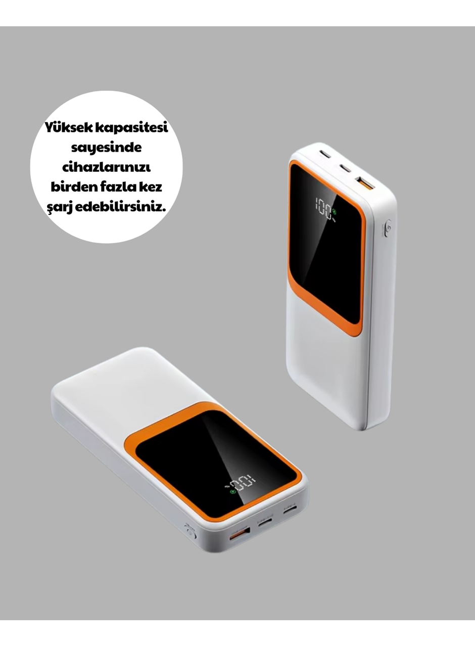 Powerbank 10000 mAh – Çift USB Çıkışlı, Type-C Girişli, Şık Beyaz Tasarım