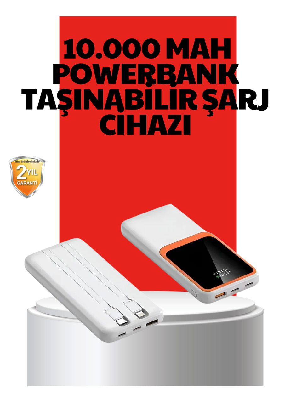 10000 mAh Taşınabilir Powerbank – Çift Çıkışlı Type-C ve Lightning Uyumlu