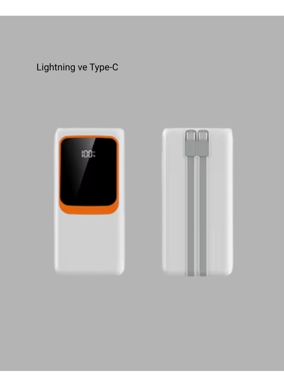 10000 mAh Taşınabilir Powerbank – Çift Çıkışlı Type-C ve Lightning Uyumlu