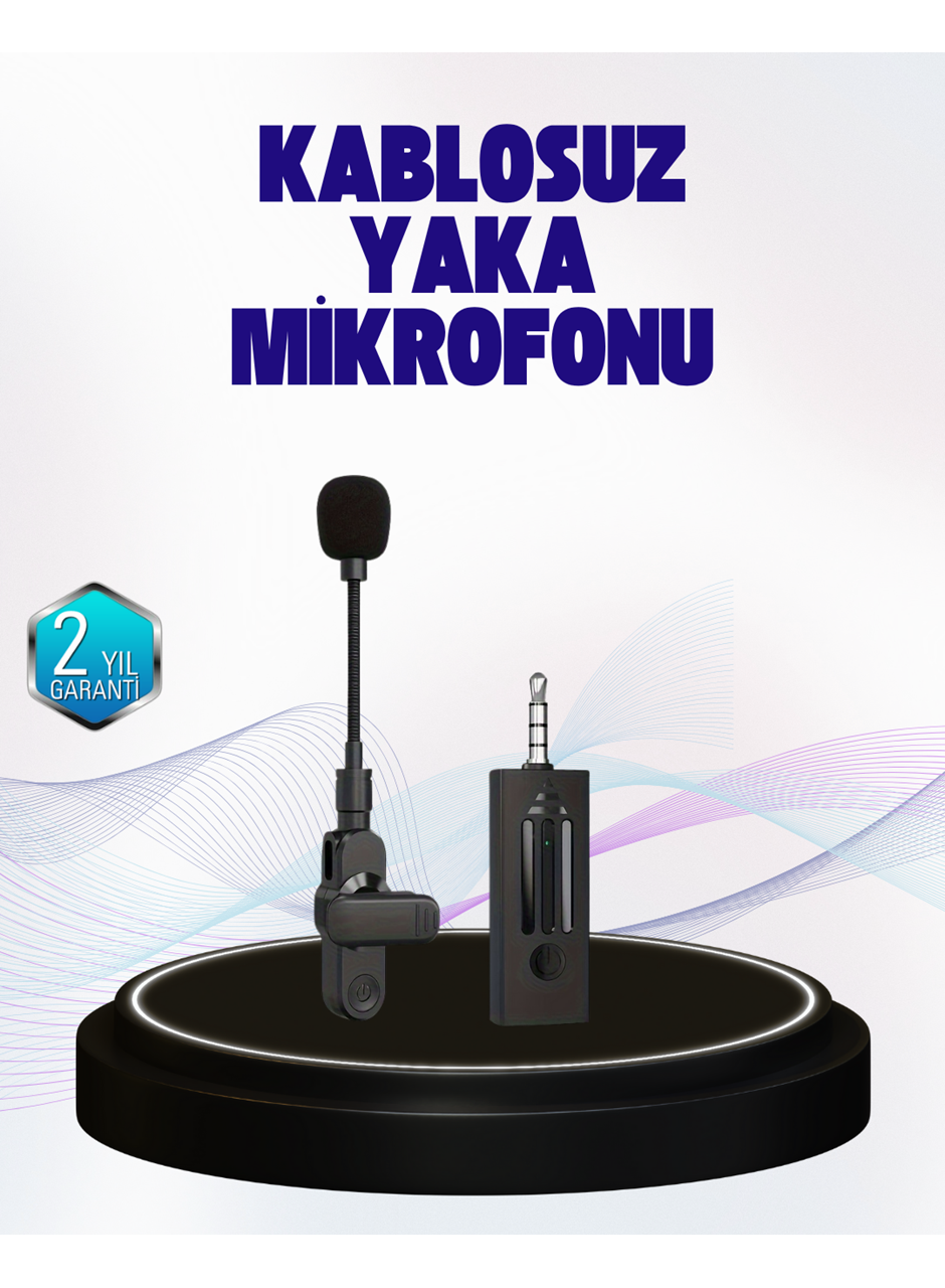 2.4 GHz Kablosuz Yaka Mikrofonu – 60 Metre Menzil, Gürültü Azaltma, Type-C Şarjlı