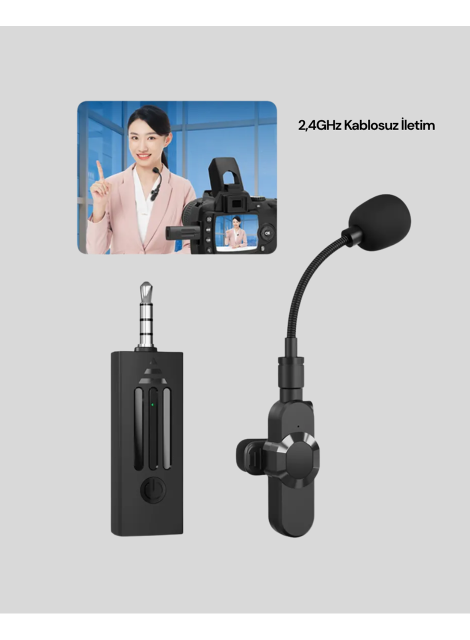 Bluetooth 5.2 Kablosuz Mikrofon – 360° Ses Algılama, Gürültü Engelleme, 4 Saat Çalışma