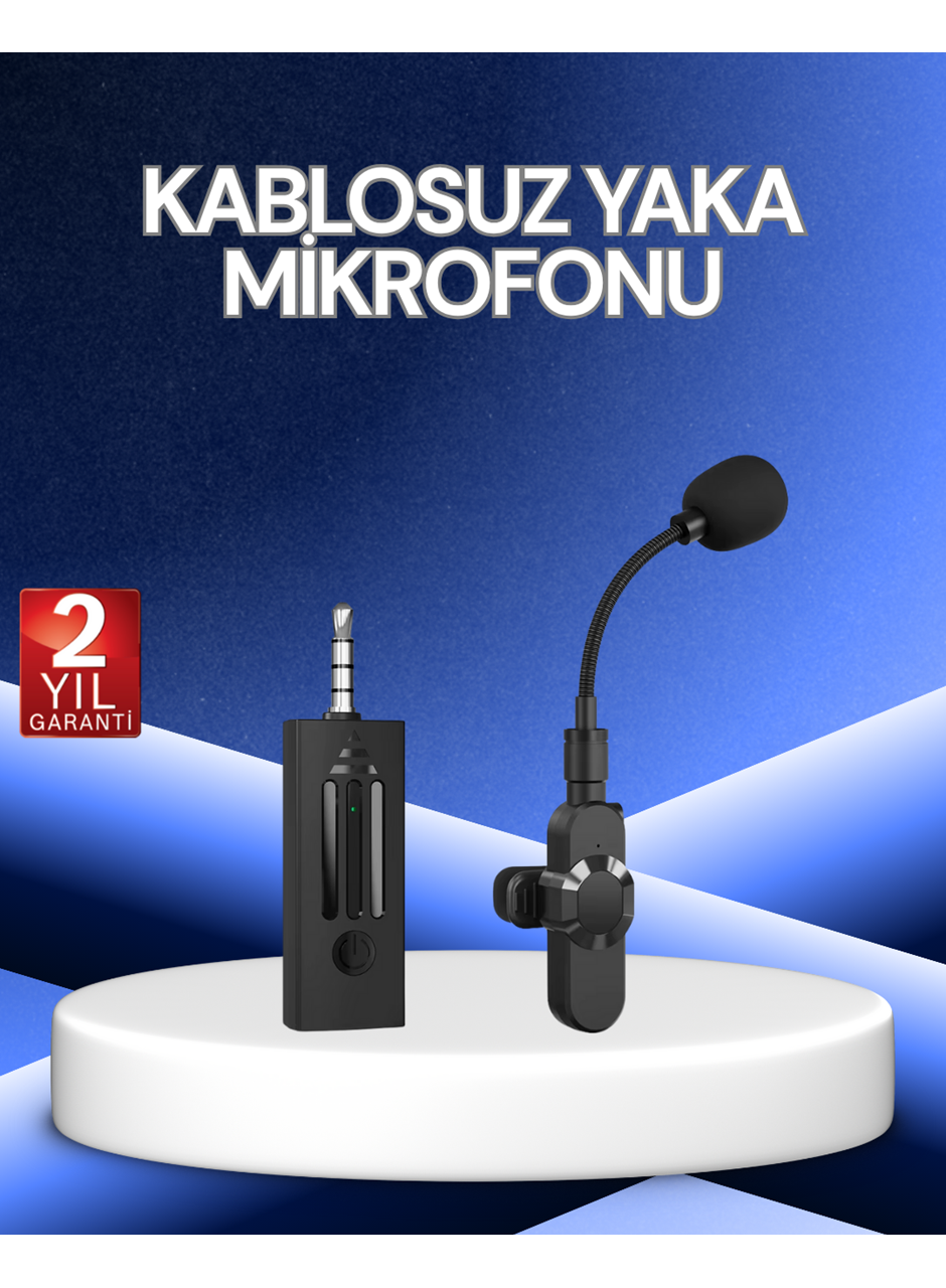 360° Kablosuz Yaka Mikrofonu – Gürültü Engelleme, 60m Menzil, Type-C Şarjlı