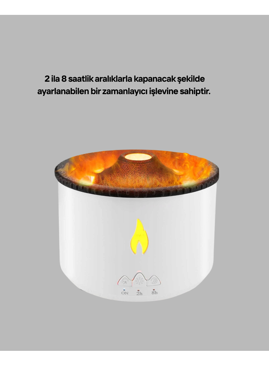 Alev Efektli Aromaterapi Difüzörü – 360 ml Su Hazneli, Sessiz ve Zaman Ayarlı
