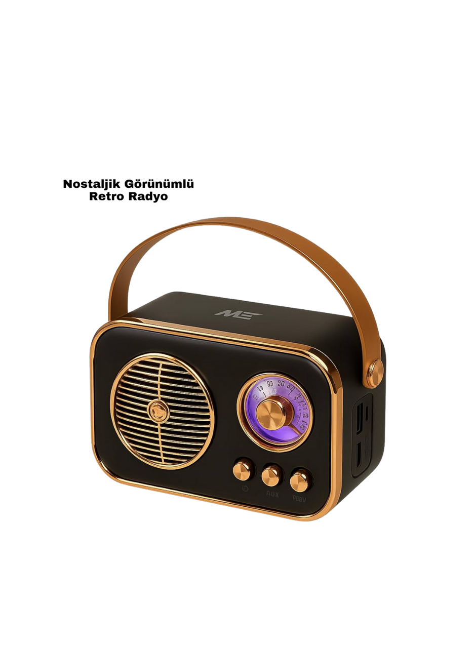 Vintage Bluetooth Radyo – TF Kart ve FM Destekli Taşınabilir Nostaljik Model