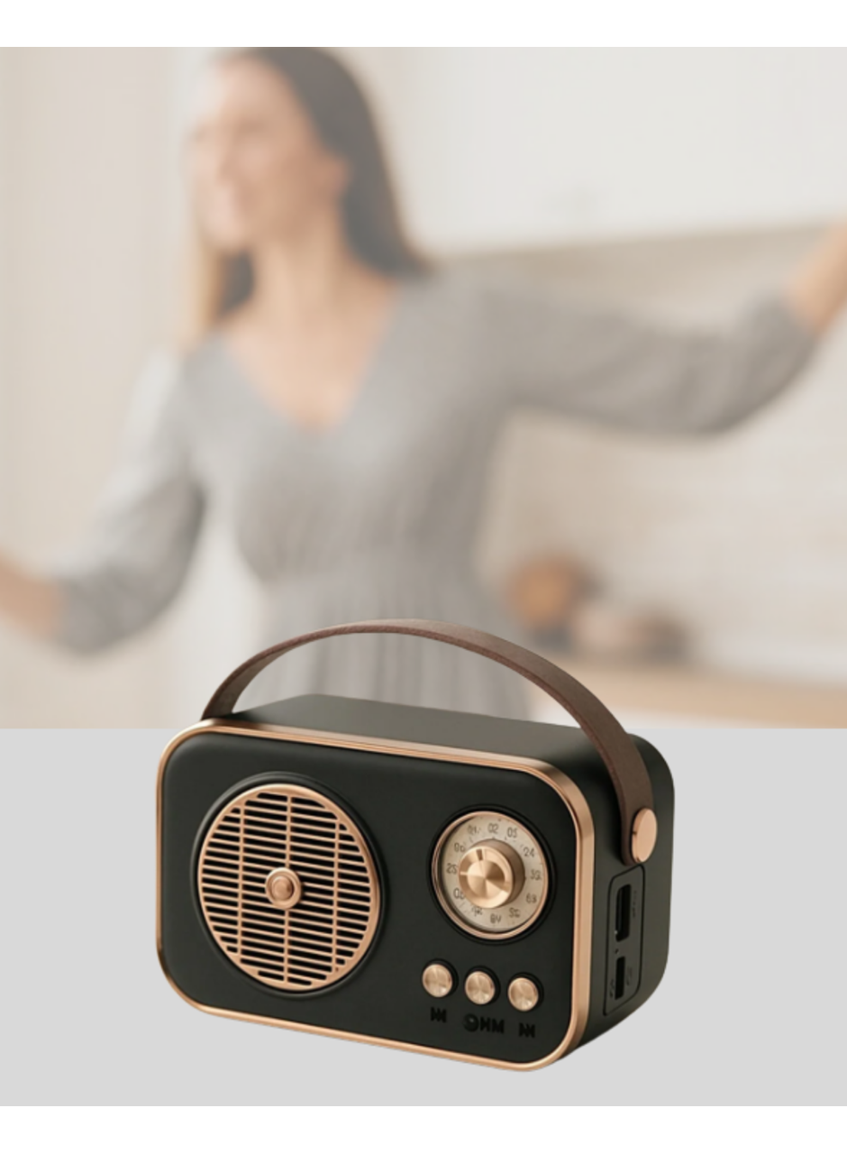 Vintage Bluetooth Radyo – TF Kart ve FM Destekli Taşınabilir Nostaljik Model