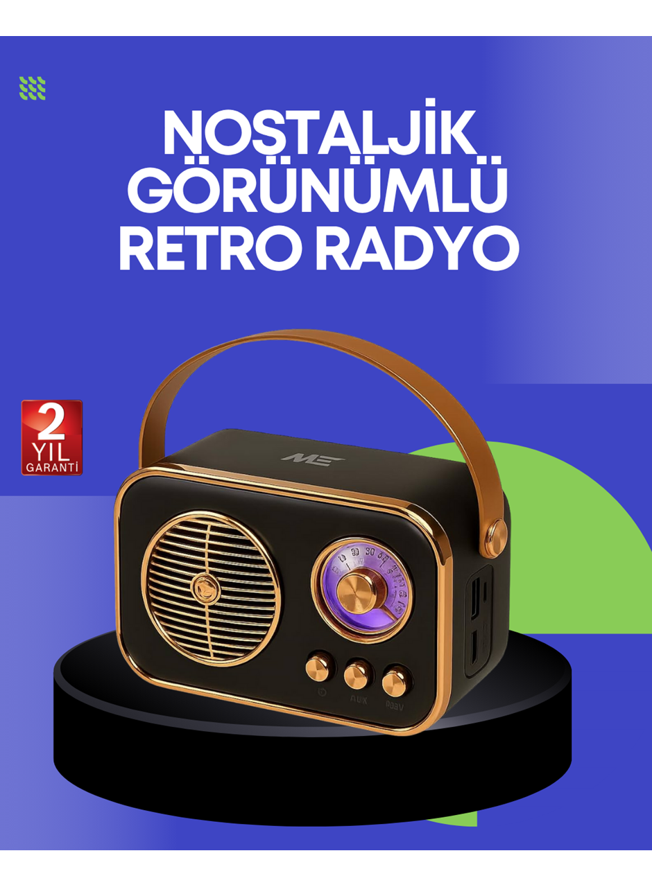 Klasik Retro Radyo – Bluetooth Destekli, FM Özellikli Şarjlı Hoparlör