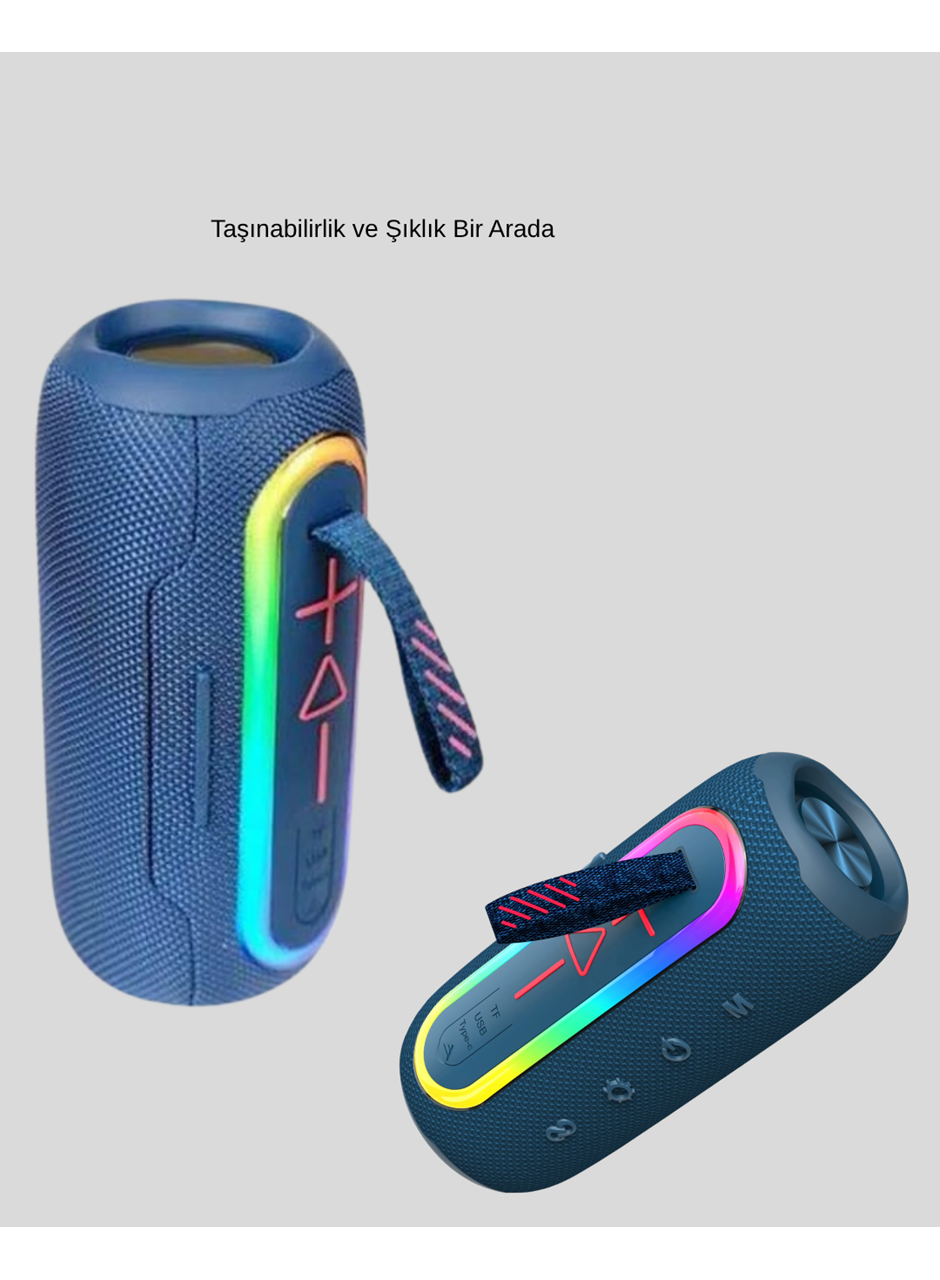 Mavi Taşınabilir Bluetooth Hoparlör Kompakt Tasarım ve Güçlü Ses