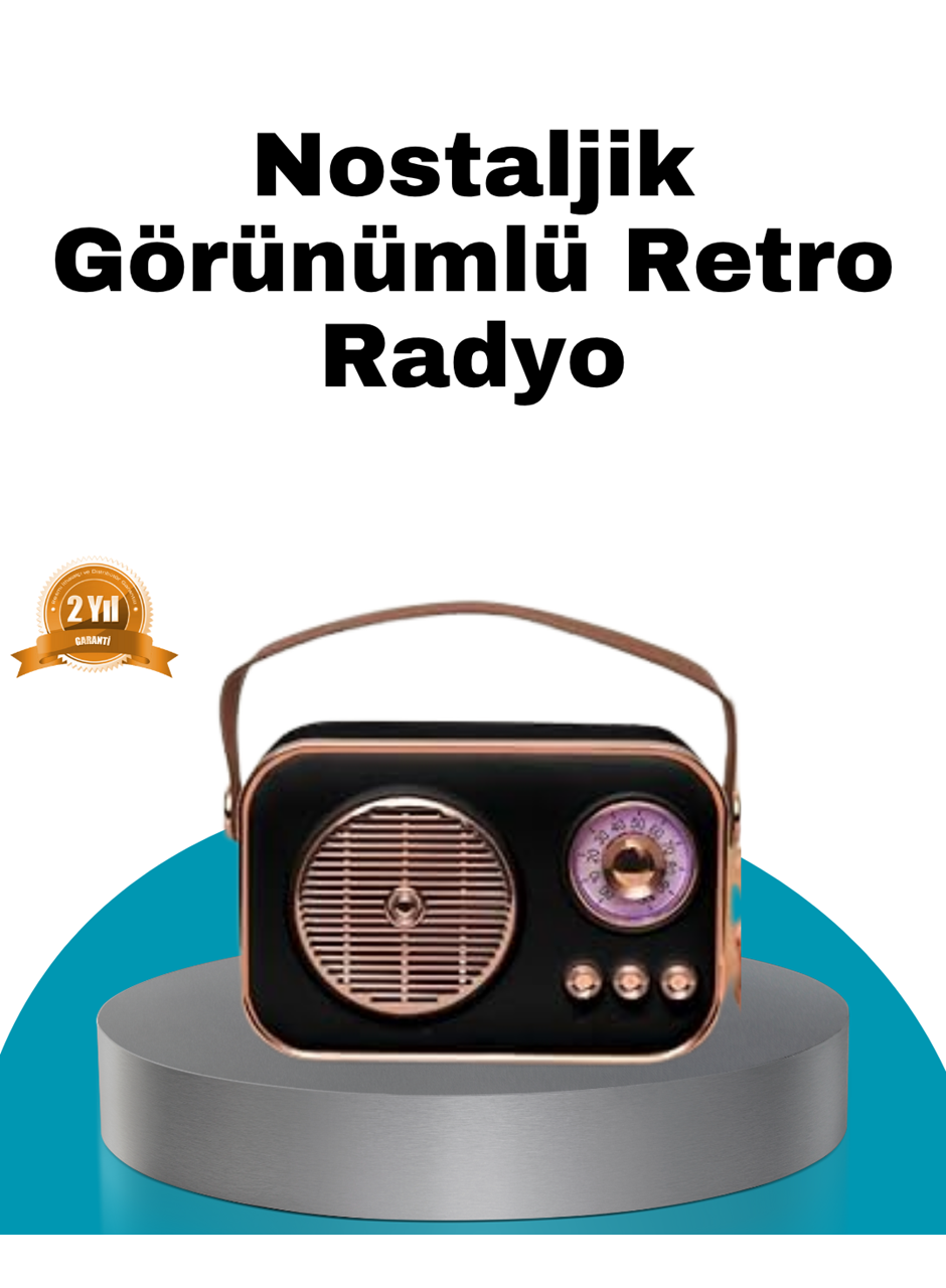 Retro Tarz Kablosuz Radyo – Bluetooth, USB ve TF Kart Girişli