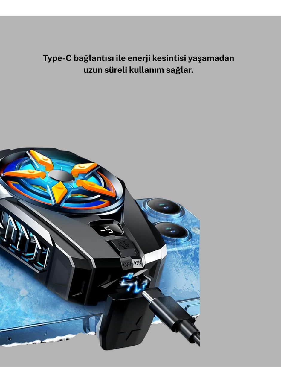 Telefon Soğutucu Radyatör Type-C Bağlantılı 2 Kademeli Dijital Kontrollü