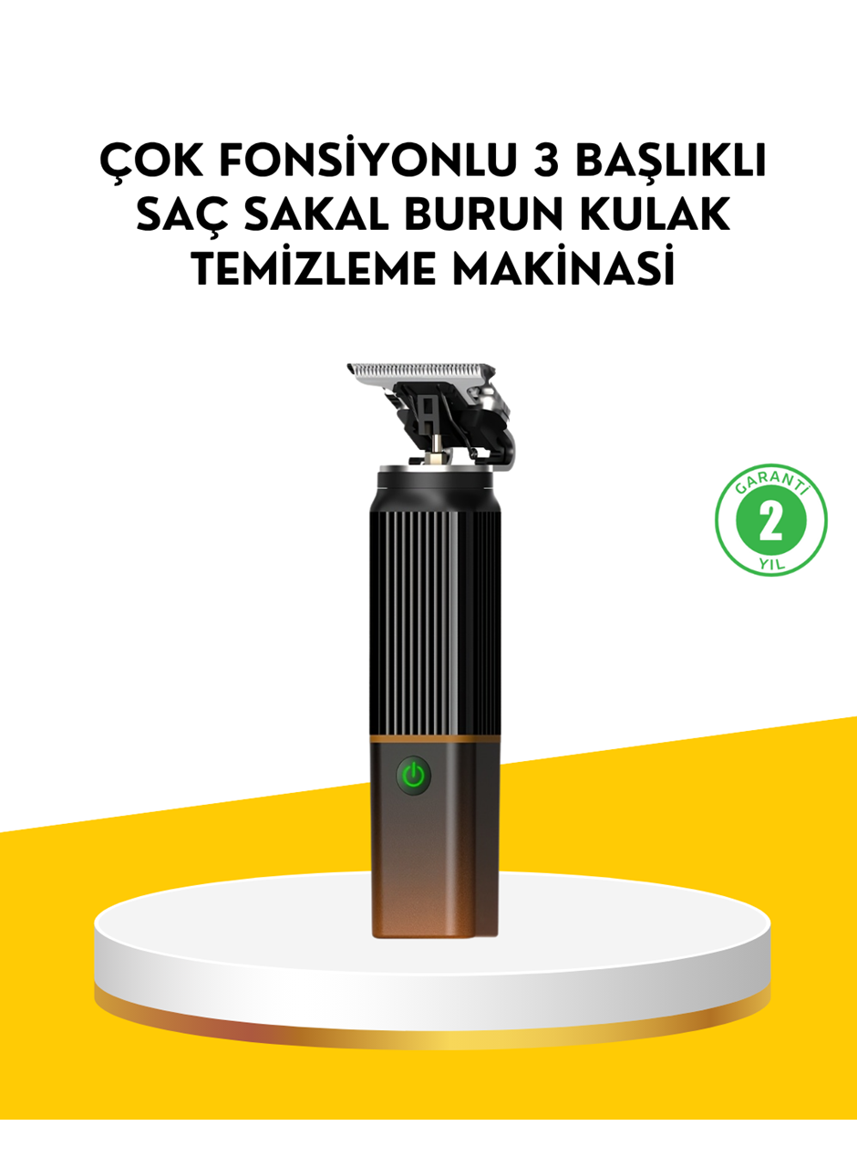 3’ü 1 Arada Şarjlı Erkek Bakım Seti – Saç, Sakal ve Burun Tüyü Kesme Makinesi