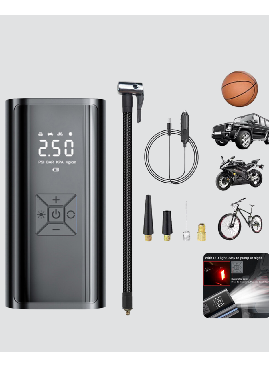 Kablosuz Dijital Lastik Şişirme Pompası LED Işıklı 80W