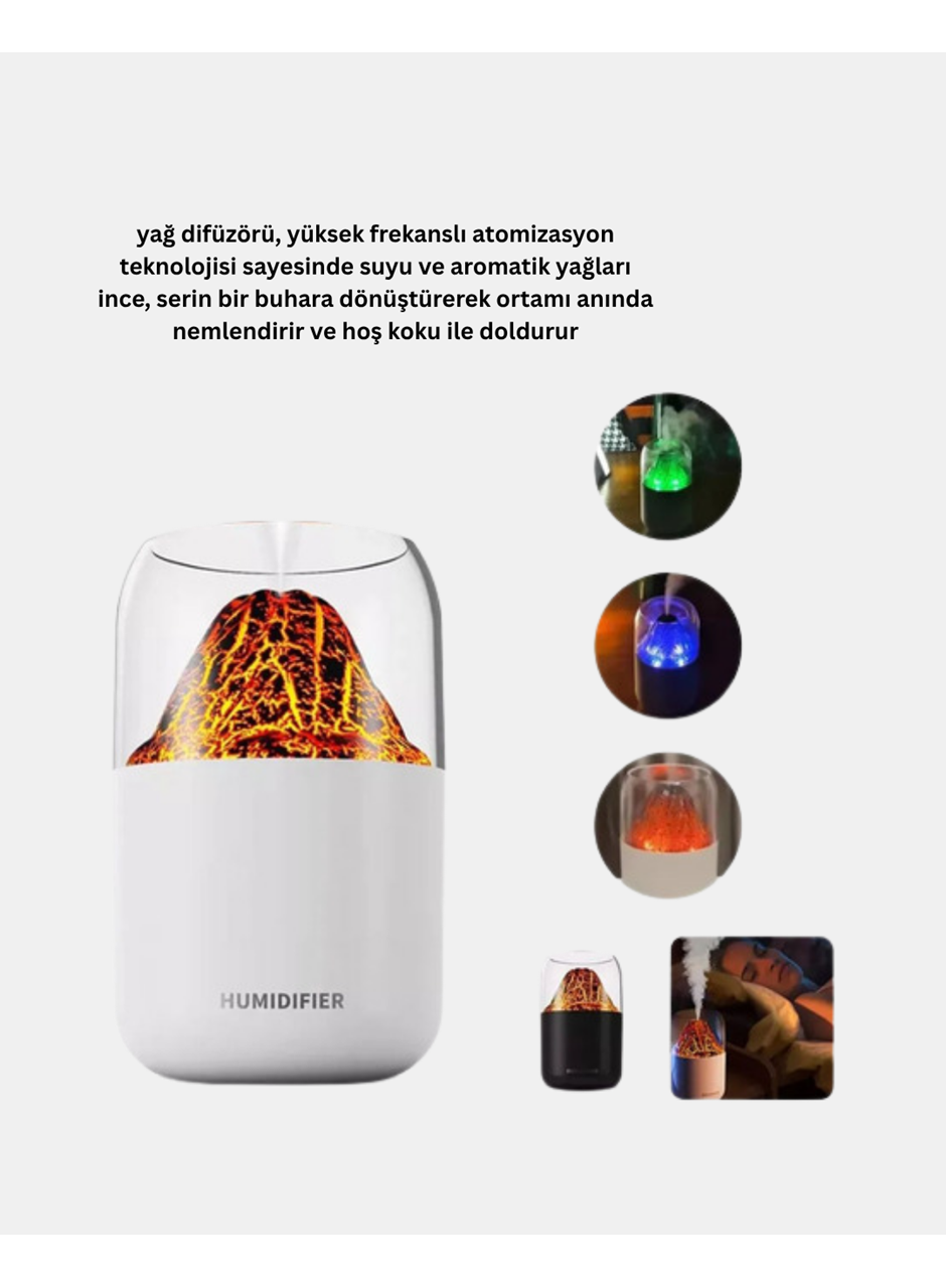 280ml Alev Işıklı Ultrasonik Hava Nemlendirici Sessiz ve USB Şarjlı