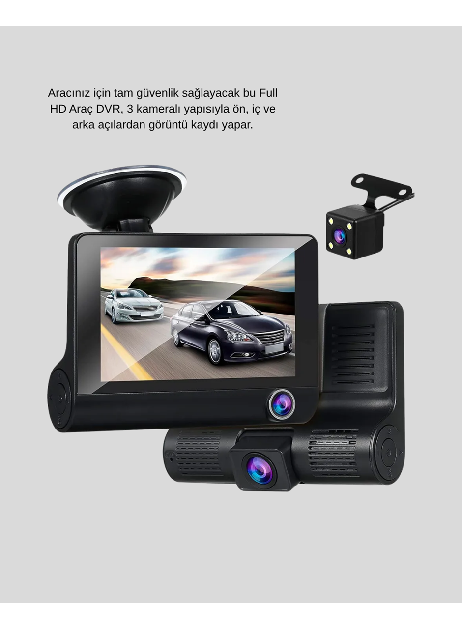 Araç DVR Kamerası 3’lü 170° Geniş Açılı Full HD ve Park Destekli