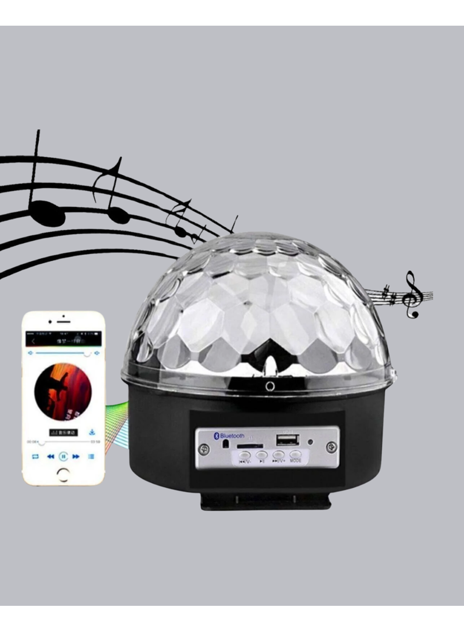 LED Disko Küresi Bluetooth Hoparlörlü Ritimle Senkronize Döner Işıklı