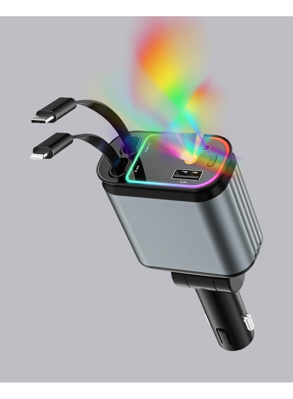 Araç Şarj Cihazı 66W 4 Portlu Hızlı Şarj ve LED Işıklı