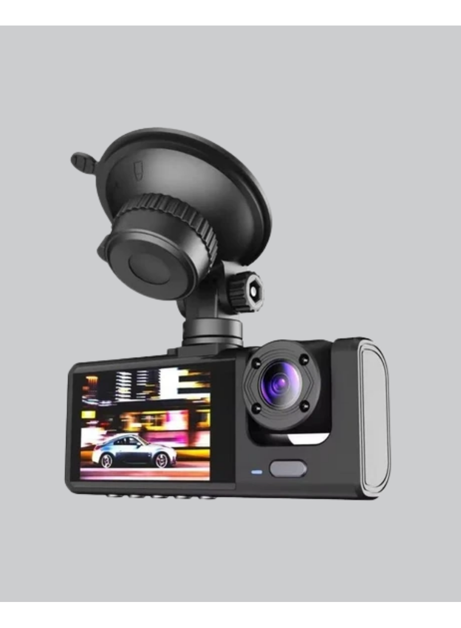Üç Kameralı Araç DVR Full HD Gece Görüşlü ve 2 inç IPS Ekranlı