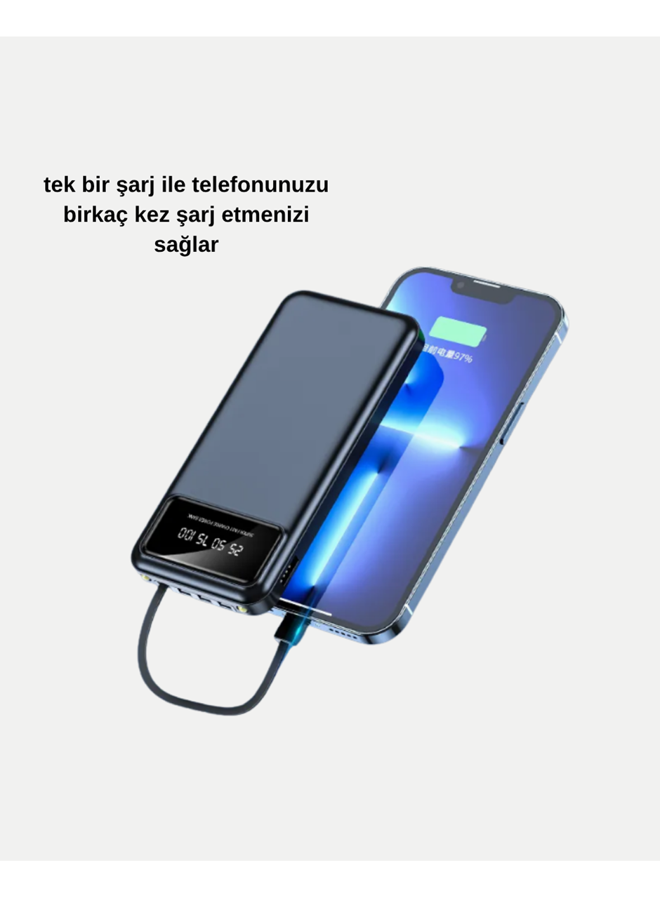 Powerbank 20000 mAh Hızlı Şarjlı LED Fenerli ve 4 Portlu