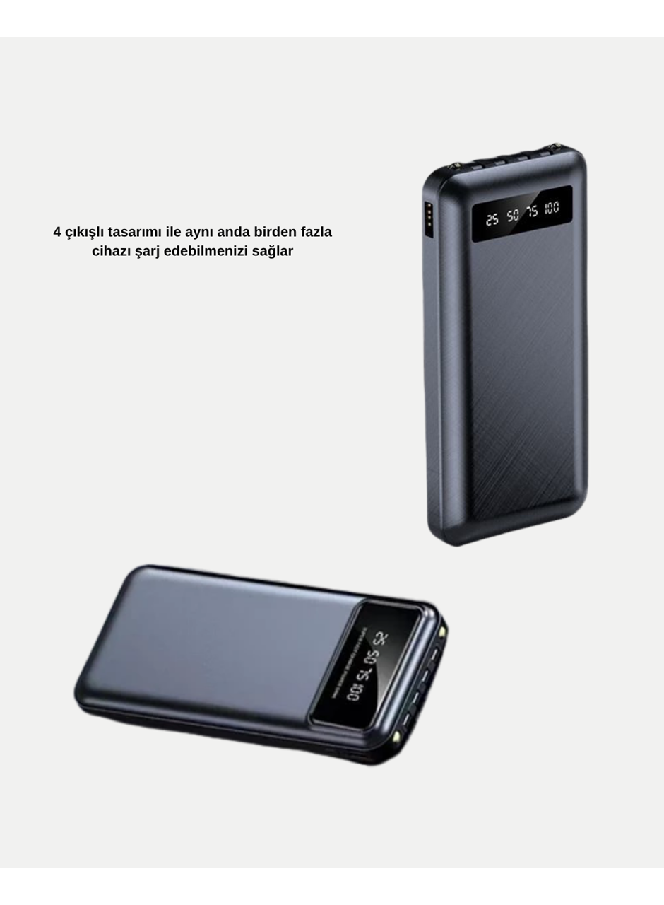 Powerbank 20000 mAh 4 Çıkışlı Hızlı Şarjlı ve LED Göstergeli