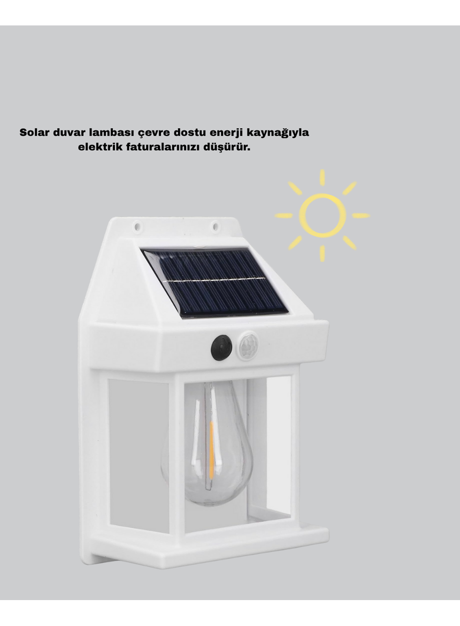 Üç Modlu Güneş Enerjili Duvar Lambası 1800mAh Bataryalı ve Hareket Sensörlü