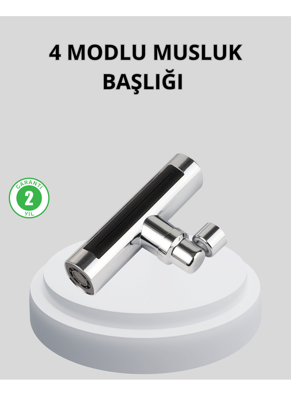 360° Dönebilen Musluk Başlığı 4 Fonksiyonlu Su Tasarruflu ve Dayanıklı