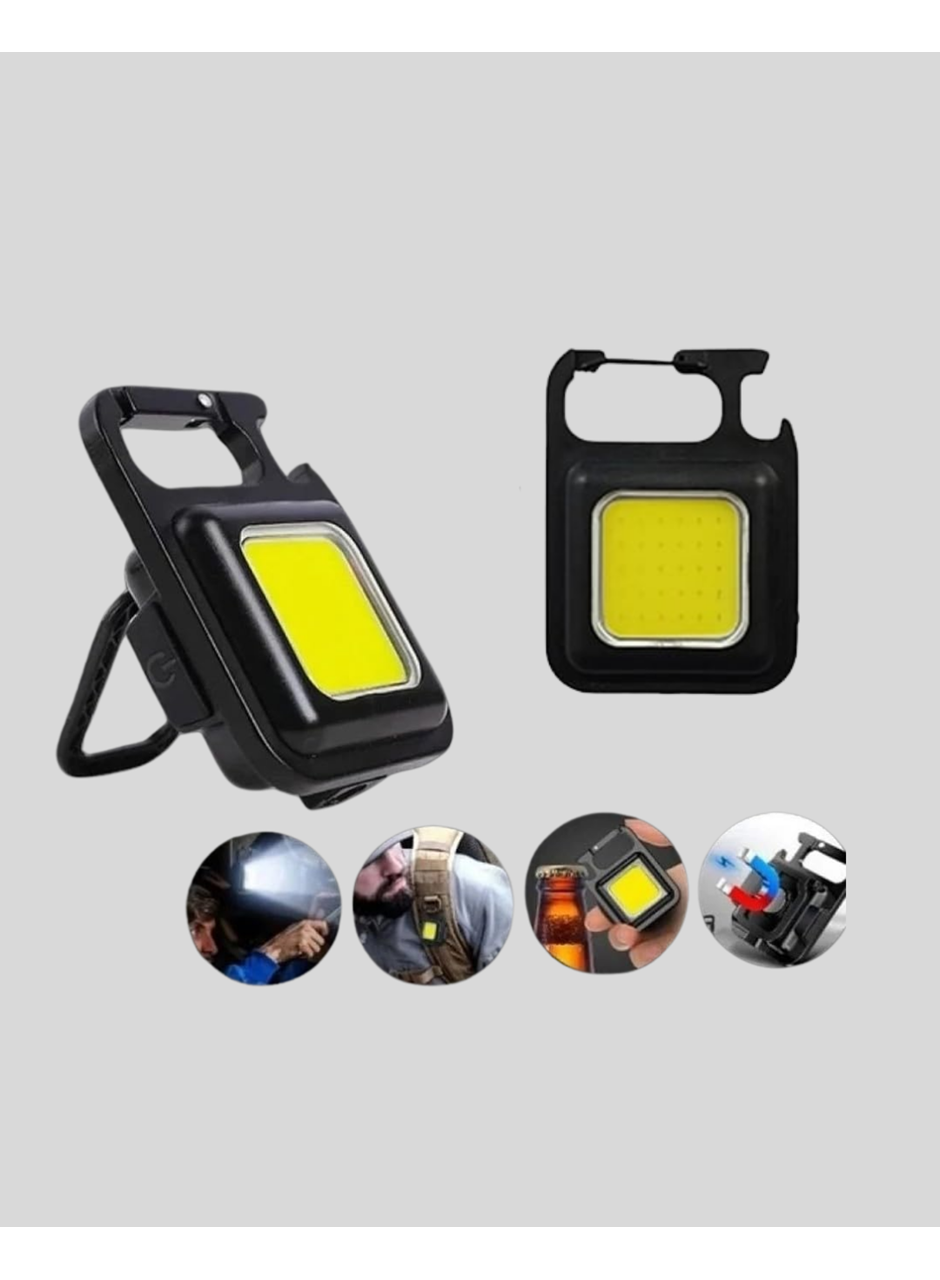 Mini 800 Lümen LED El Feneri – USB Şarjlı, 3 Kademeli Işık, Şişe Açacaklı Taşınabilir Tasarım