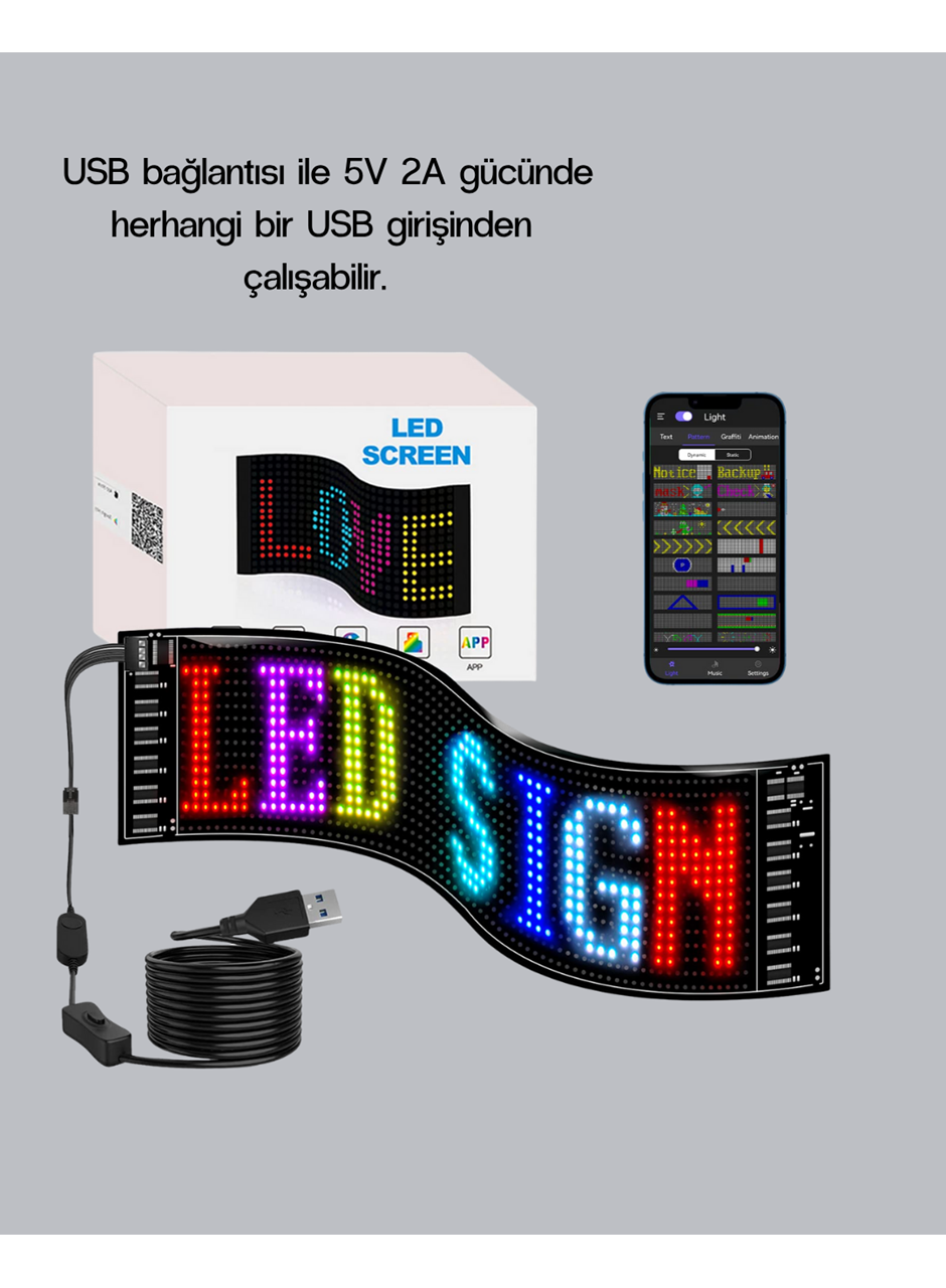 RGB LED Panel – Çok Renkli, Kumandalı, USB Bağlantılı Yazı ve GIF Gösterimli Akıllı Lamba
