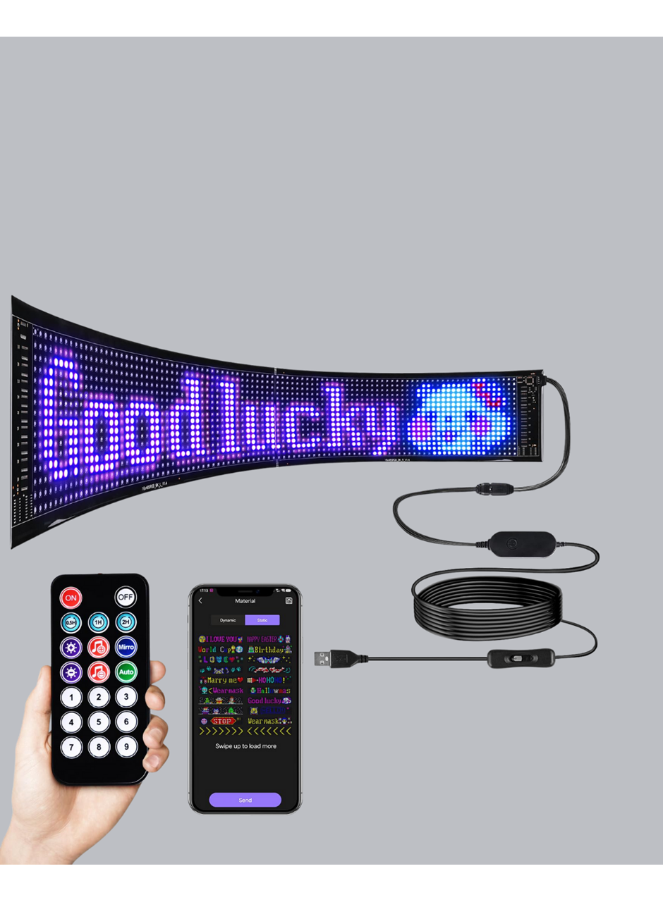 RGB LED Panel – USB Güç Girişli, GIF ve Yazı Gösterimli Akıllı Ekran