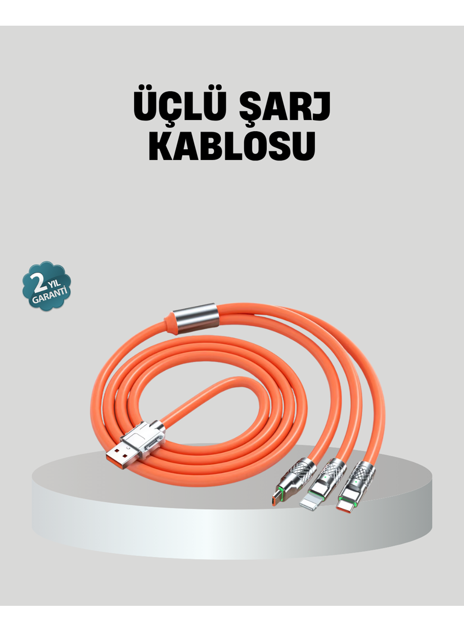 ÜÇLÜ Şarj Kablosu – Yüksek Hızlı, Dayanıklı ve Uzun Ömürlü