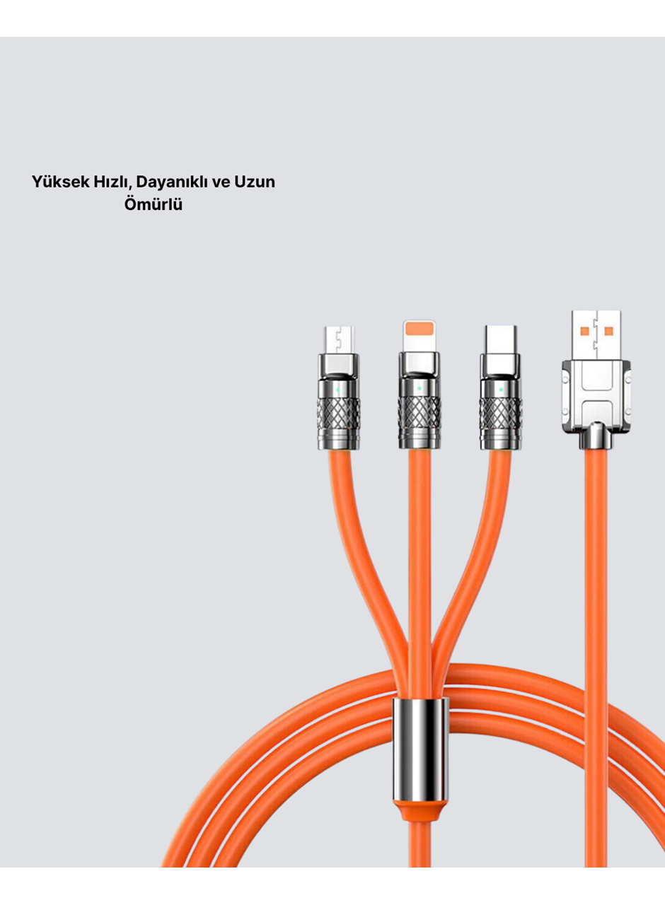 ÜÇLÜ Şarj Kablosu – Yüksek Hızlı, Dayanıklı ve Uzun Ömürlü